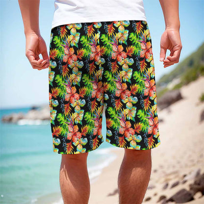 Tropical Hawaii Flowers Pattern Print Men's Cargo Shorts