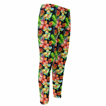 Tropical Hawaii Flowers Pattern Print Men's Compression Pants