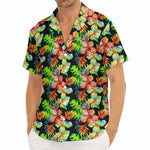 Tropical Hawaii Flowers Pattern Print Men's Deep V-Neck Shirt