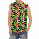 Tropical Hawaii Flowers Pattern Print Men's Fitness Tank Top