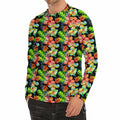 Tropical Hawaii Flowers Pattern Print Men's Long Sleeve Rash Guard