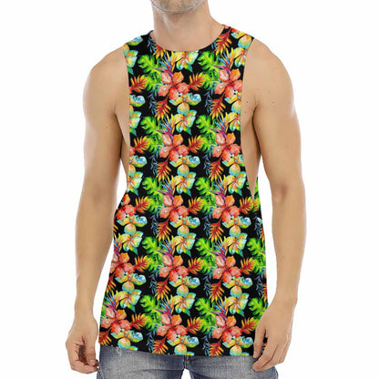 Tropical Hawaii Flowers Pattern Print Men's Muscle Tank Top