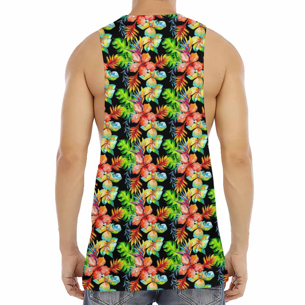 Tropical Hawaii Flowers Pattern Print Men's Muscle Tank Top