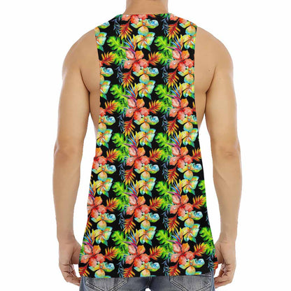 Tropical Hawaii Flowers Pattern Print Men's Muscle Tank Top