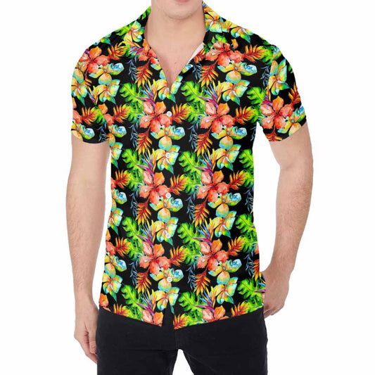 Tropical Hawaii Flowers Pattern Print Men's Shirt