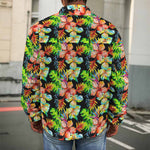 Tropical Hawaii Flowers Pattern Print Men's Shirt Jacket