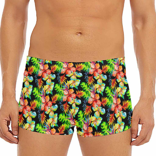 Tropical Hawaii Flowers Pattern Print Men's Short Boxer Briefs