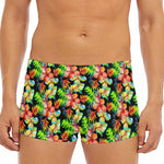 Tropical Hawaii Flowers Pattern Print Men's Short Boxer Briefs