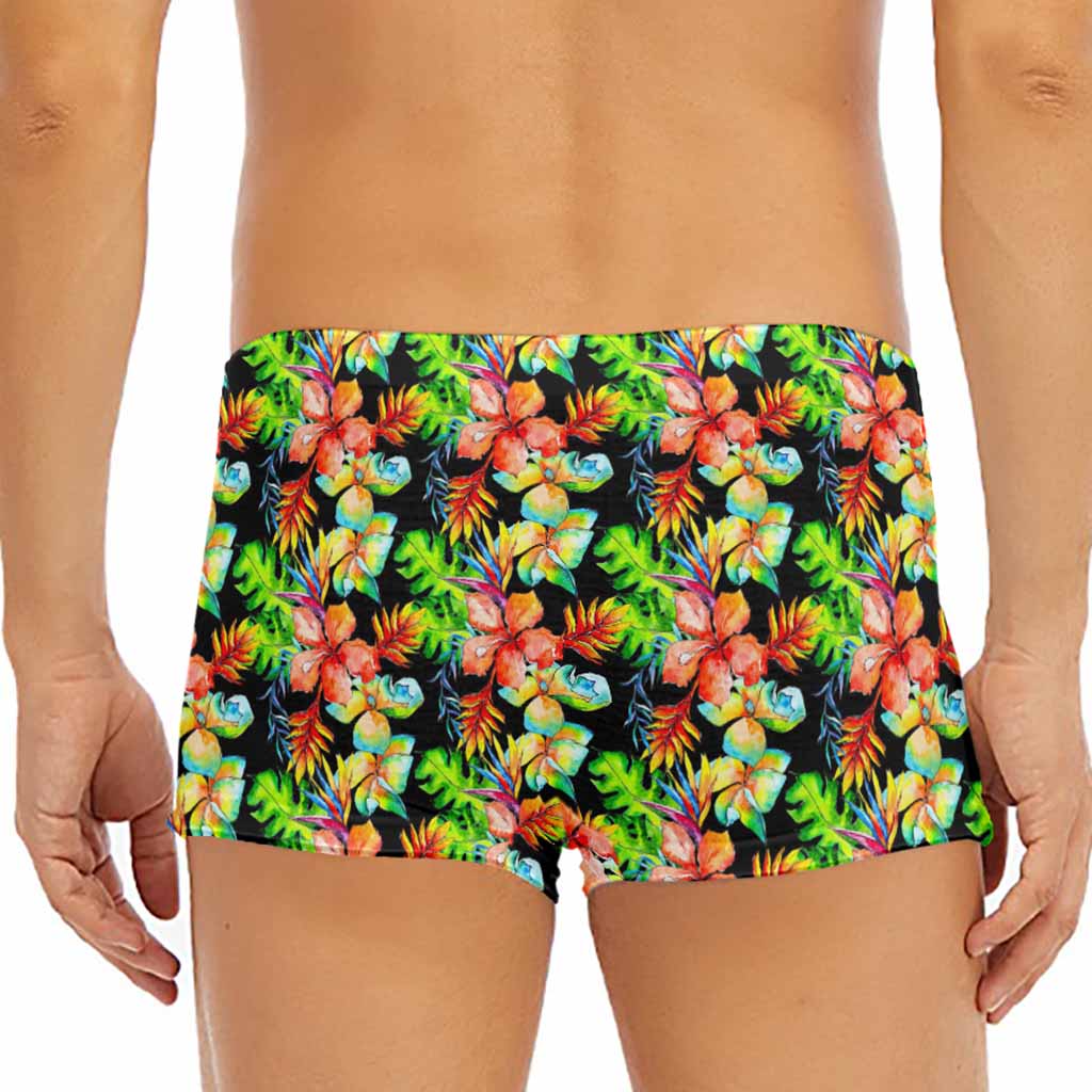 Tropical Hawaii Flowers Pattern Print Men's Short Boxer Briefs