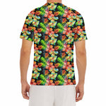 Tropical Hawaii Flowers Pattern Print Men's Short Sleeve Rash Guard