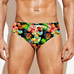 Tropical Hawaii Flowers Pattern Print Men's Swim Briefs