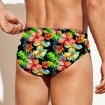 Tropical Hawaii Flowers Pattern Print Men's Swim Briefs