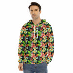 Tropical Hawaii Flowers Pattern Print Men's Velvet Pullover Hoodie