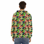 Tropical Hawaii Flowers Pattern Print Men's Velvet Pullover Hoodie