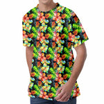Tropical Hawaii Flowers Pattern Print Men's Velvet T-Shirt