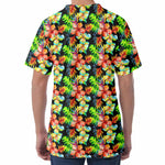 Tropical Hawaii Flowers Pattern Print Men's Velvet T-Shirt