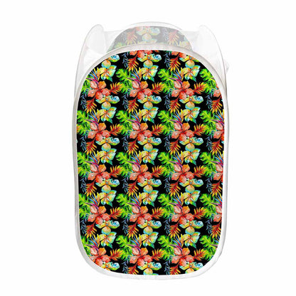 Tropical Hawaii Flowers Pattern Print Mesh Laundry Hamper