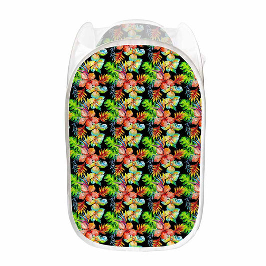 Tropical Hawaii Flowers Pattern Print Mesh Laundry Hamper