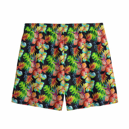 Tropical Hawaii Flowers Pattern Print Mesh Shorts