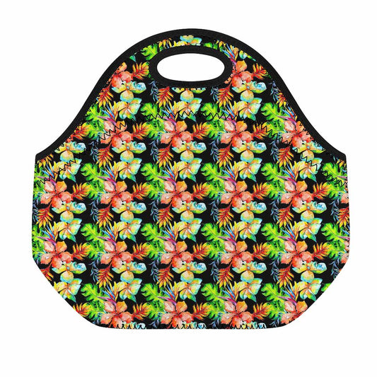 Tropical Hawaii Flowers Pattern Print Neoprene Lunch Bag