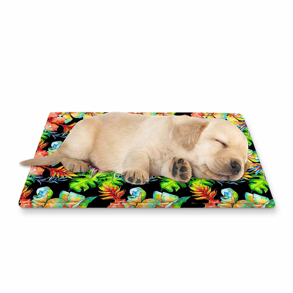 Tropical Hawaii Flowers Pattern Print Pet Cooling Mat Cover