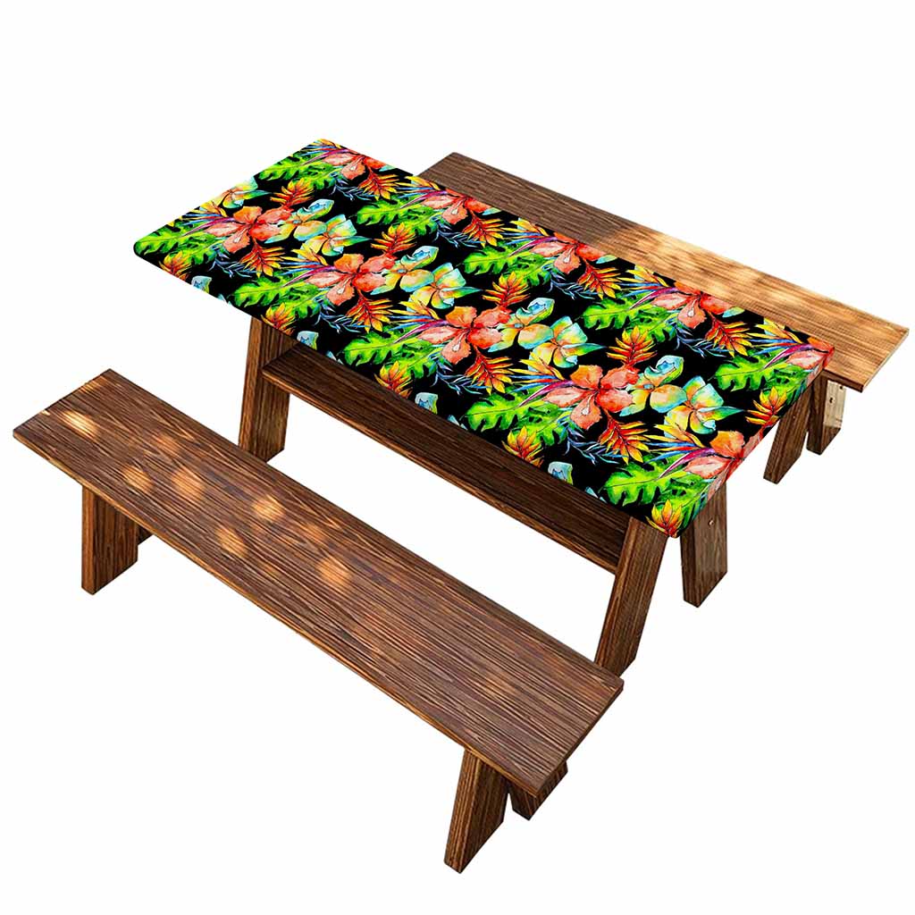 Tropical Hawaii Flowers Pattern Print Picnic Table Cover