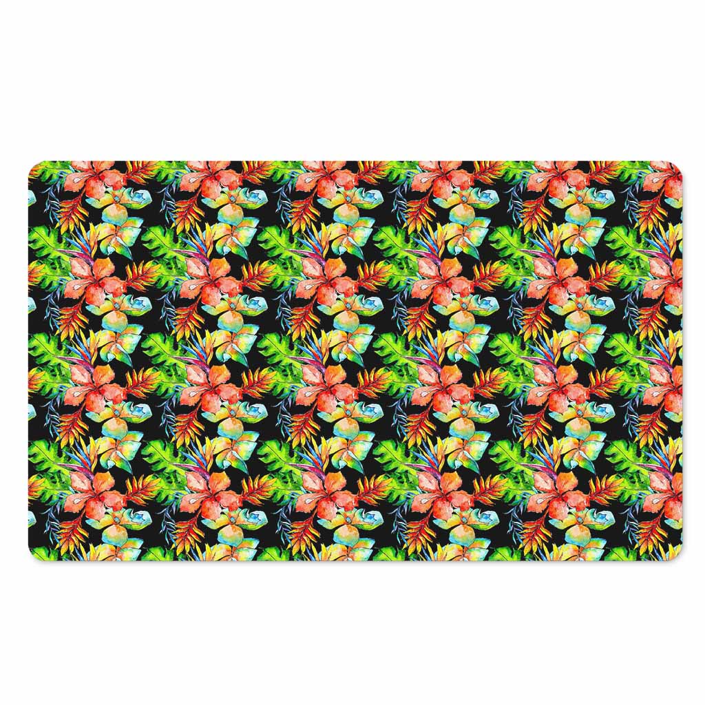 Tropical Hawaii Flowers Pattern Print Polyester Doormat