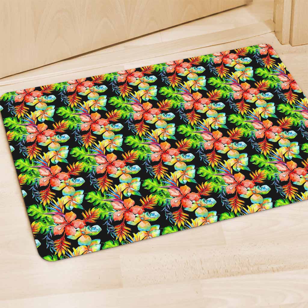 Tropical Hawaii Flowers Pattern Print Polyester Doormat