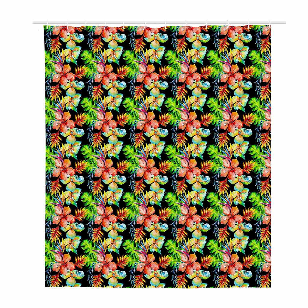 Tropical Hawaii Flowers Pattern Print Polyester Shower Curtain