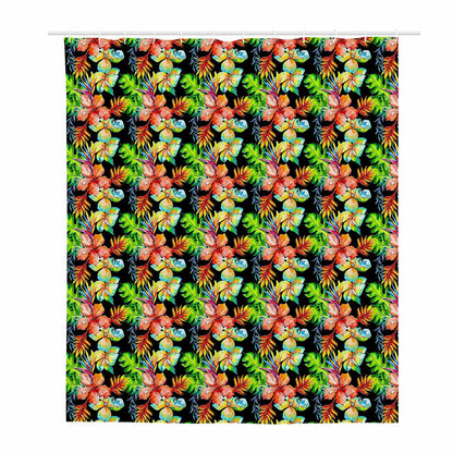 Tropical Hawaii Flowers Pattern Print Polyester Shower Curtain