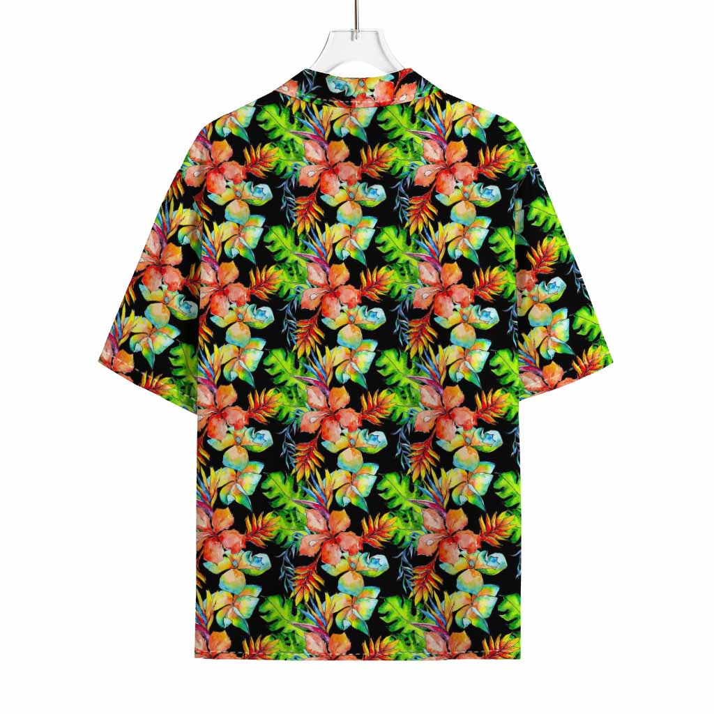 Tropical Hawaii Flowers Pattern Print Rayon Hawaiian Shirt