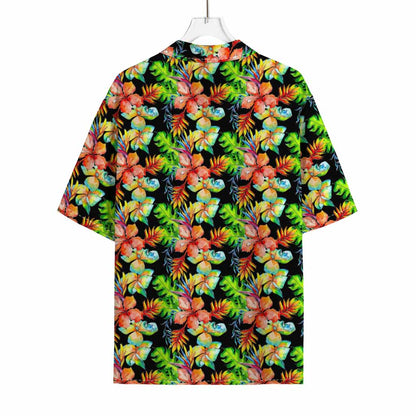 Tropical Hawaii Flowers Pattern Print Rayon Hawaiian Shirt