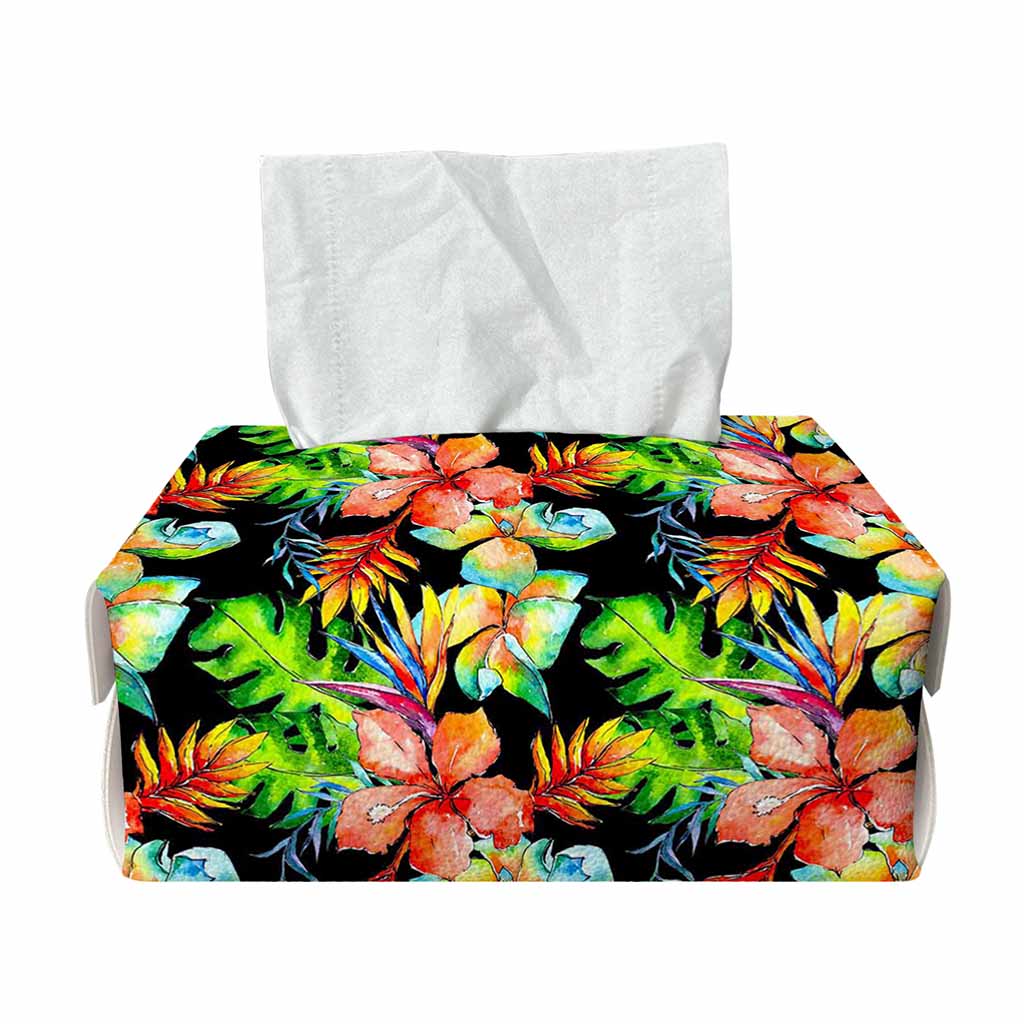 Tropical Hawaii Flowers Pattern Print Rectangle Tissue Box Cover