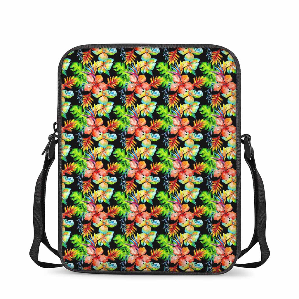 Tropical Hawaii Flowers Pattern Print Rectangular Crossbody Bag