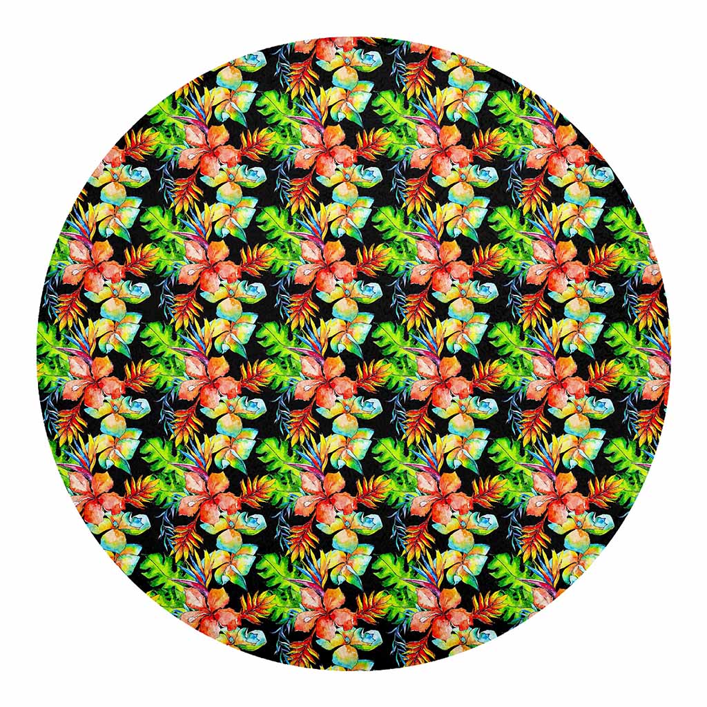 Tropical Hawaii Flowers Pattern Print Round Blanket