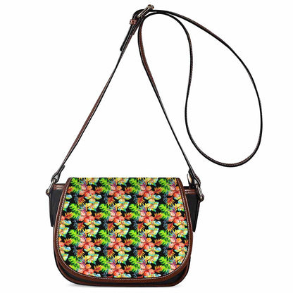 Tropical Hawaii Flowers Pattern Print Saddle Bag