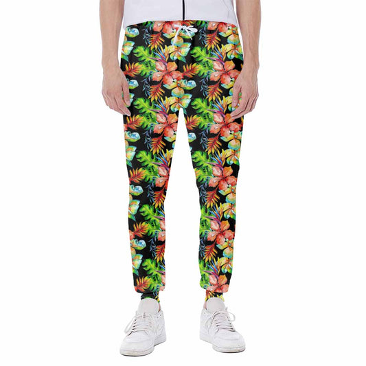 Tropical Hawaii Flowers Pattern Print Scuba Joggers