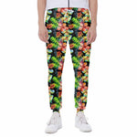 Tropical Hawaii Flowers Pattern Print Scuba Joggers