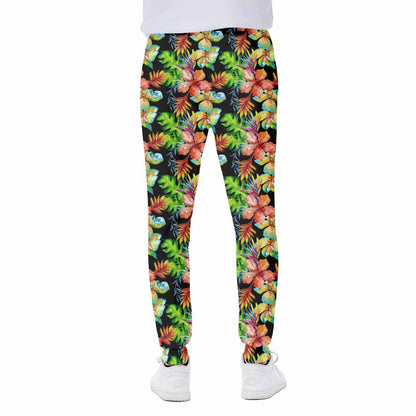 Tropical Hawaii Flowers Pattern Print Scuba Joggers