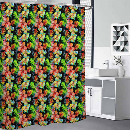 Tropical Hawaii Flowers Pattern Print Shower Curtain