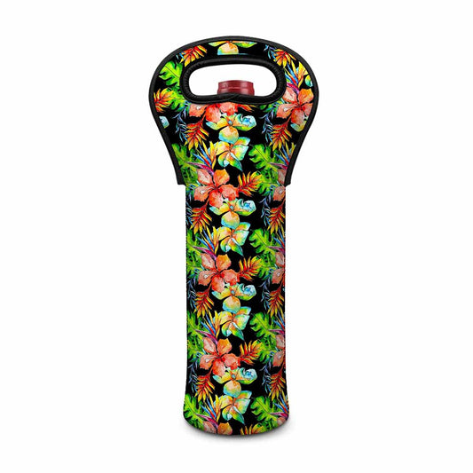 Tropical Hawaii Flowers Pattern Print Single Neoprene Wine Tote