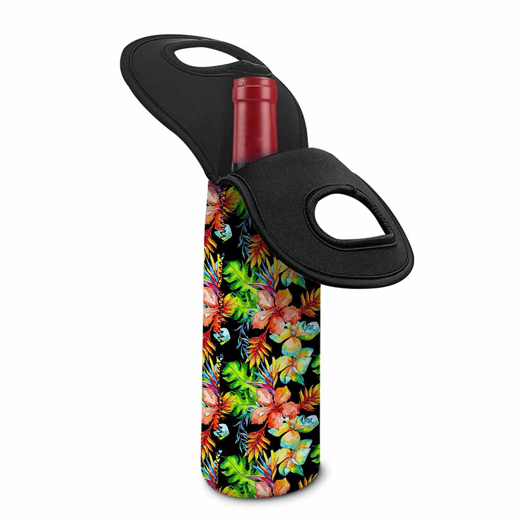 Tropical Hawaii Flowers Pattern Print Single Neoprene Wine Tote
