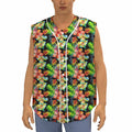 Tropical Hawaii Flowers Pattern Print Sleeveless Baseball Jersey
