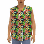 Tropical Hawaii Flowers Pattern Print Sleeveless Baseball Jersey