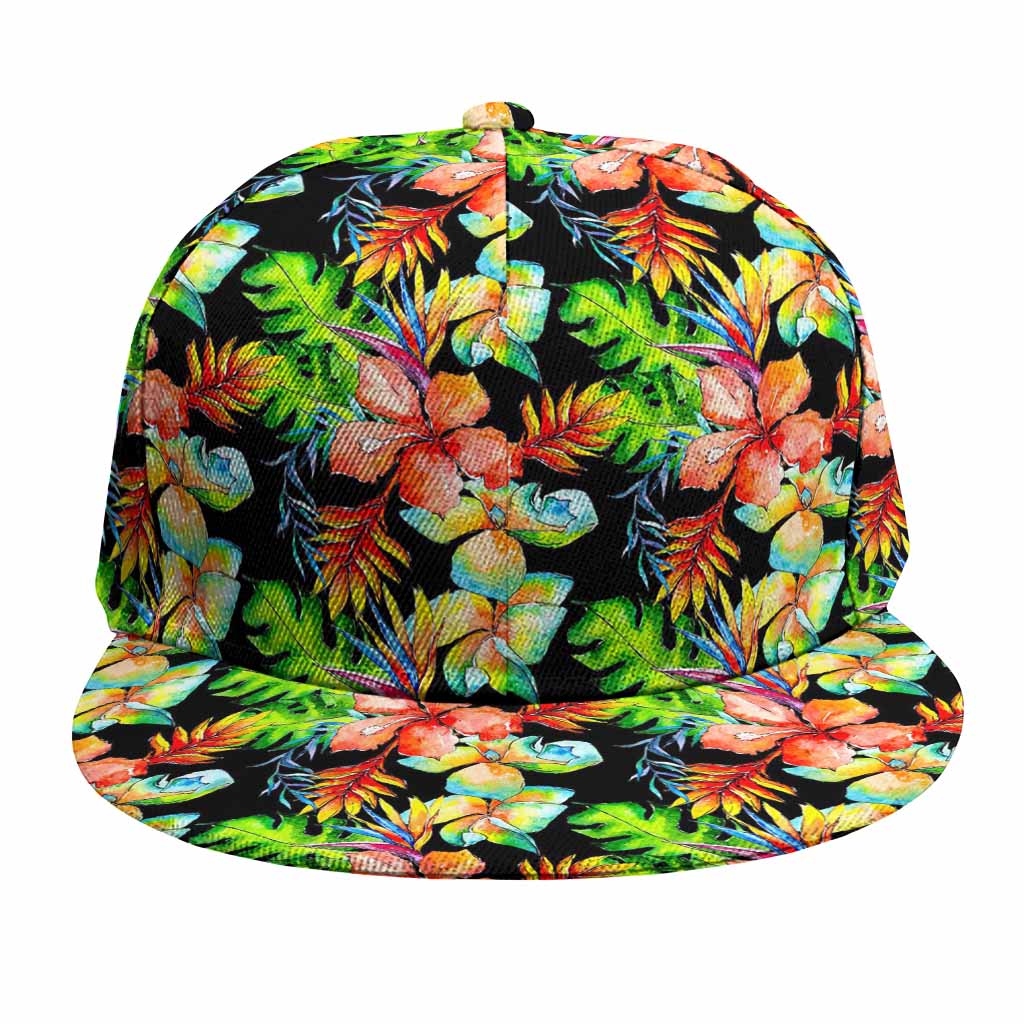 Tropical Hawaii Flowers Pattern Print Snapback Cap