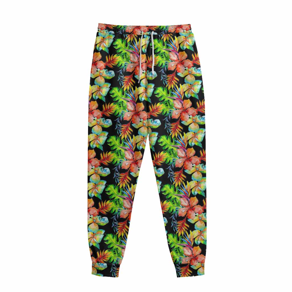 Tropical Hawaii Flowers Pattern Print Sweatpants