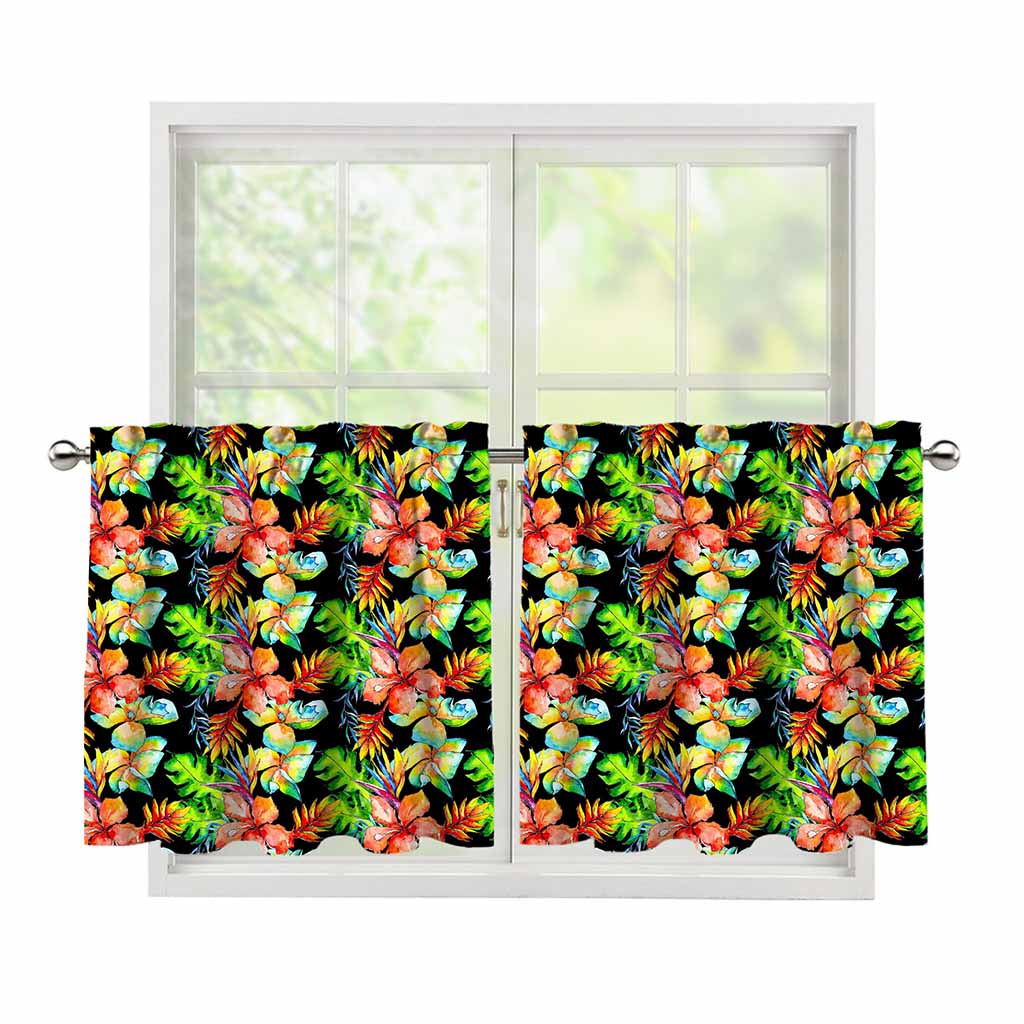 Tropical Hawaii Flowers Pattern Print Tier Curtains