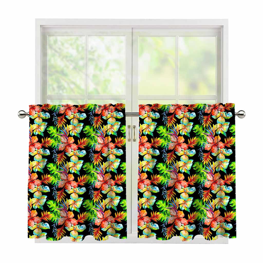 Tropical Hawaii Flowers Pattern Print Tier Curtains