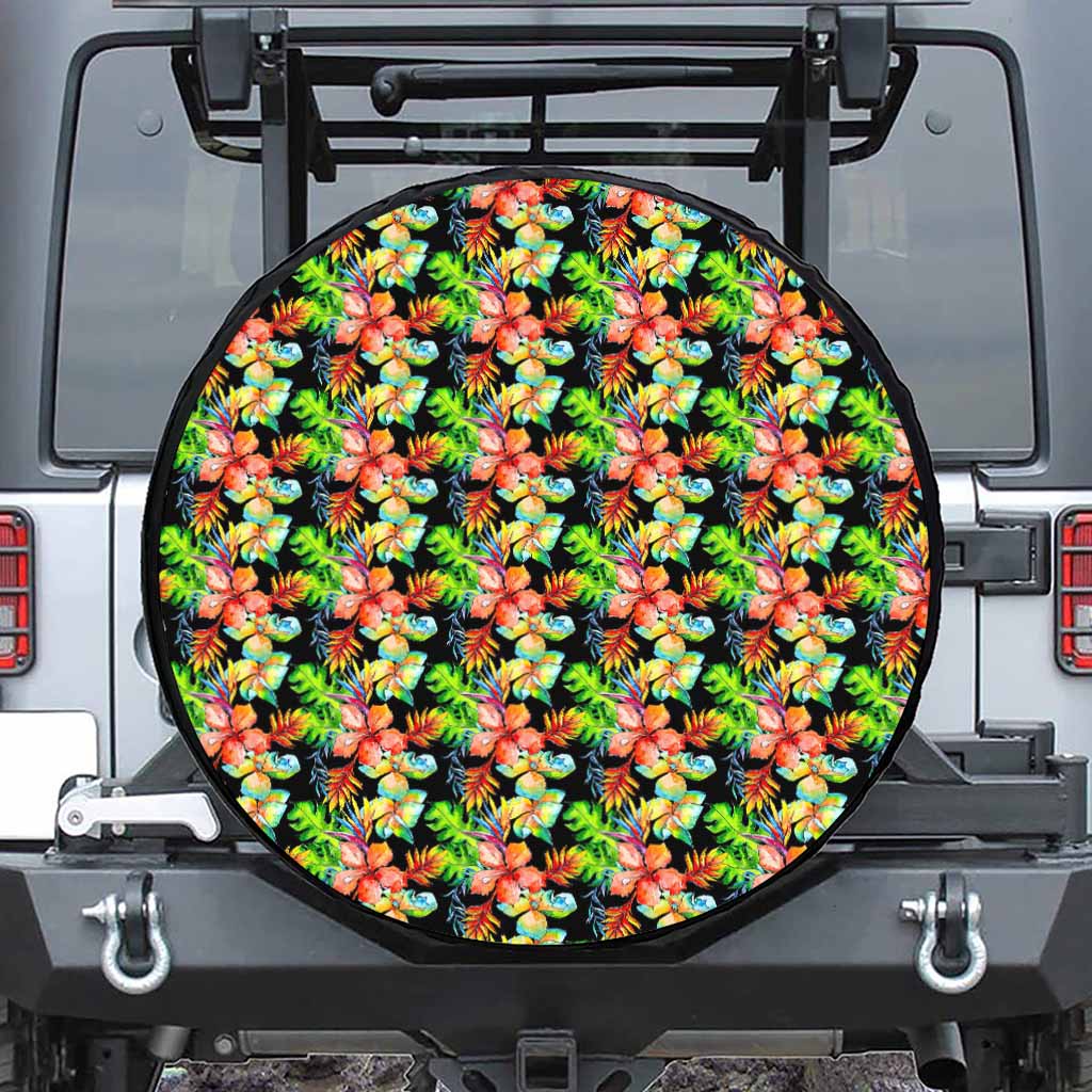 Tropical Hawaii Flowers Pattern Print Tire Cover
