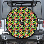 Tropical Hawaii Flowers Pattern Print Tire Cover With Camera Hole